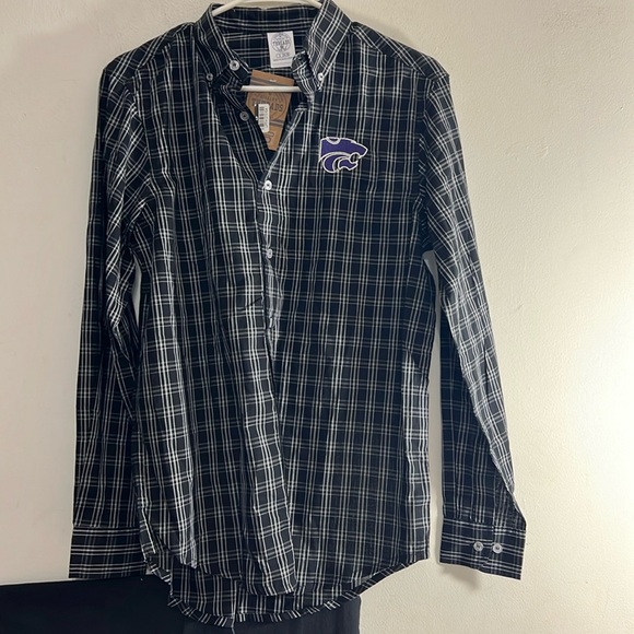 NEW Rivalry Threads Men's Black Plaid Long Sleeve Kansas State Shirt Sz SM - Picture 1 of 7